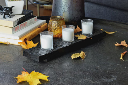 Candle Holder | Carved Black Oak with Votives